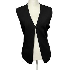 Vintage 90s Black Lace Back‎ Vest Top Button Tie Waist Western Boho Size XL